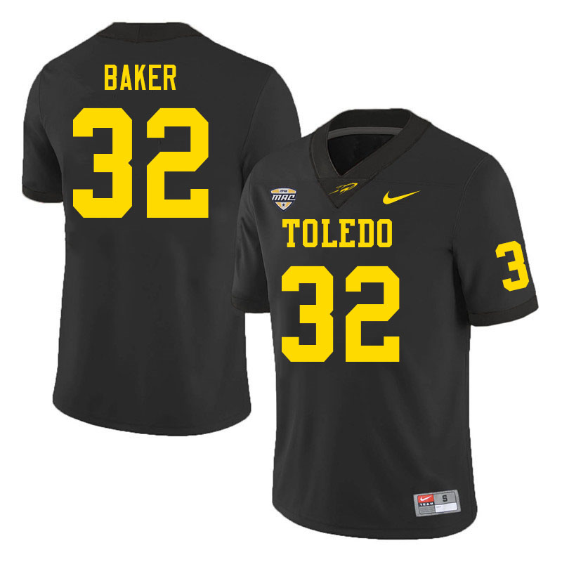 Toledo Rockets #32 Jayden Baker College Football Jerseys Stitched Sale-Black